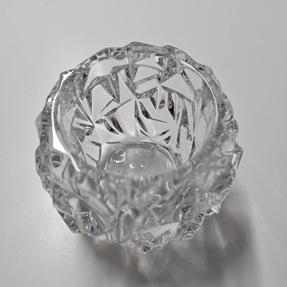 Tiffany & Co Candle Holder Rock Hand Cut Crystal Pattern Votive Tea Light 3"H